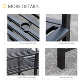Steel Garden Bench w/ Middle Table, Double Seat for Outdoor, Backyard Weather-Resistant Frame