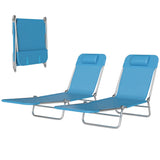 Set of 2 Folding Chaise Lounge Chairs, Reclining Backrest