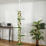 4-Tier Floor to Ceiling Cat Tree, Height(80-95Inches)Adjustable, Tall Cat Tower w/ Anti-Slip Kit