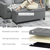 Banc de rangement ottoman, Coffre de rangement en lin 47 pouces pour salon