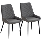 Chaises de cuisine rembourrées, lot de 2 chaises de salle à manger modernes avec capitonnage en losange et pieds en acier pour salle à manger