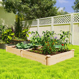 Wooden Raised Garden Bed, Outdoor Planter Box with Divider and Open Bottom for Flowers