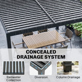 10 x 10 ft Louvered Pergola with Solar LED lights, Metal Roof