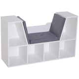 6-Cubby Bookcase with Seat Cushion, Cube Storage Shelf with Reading Nook for Home Office