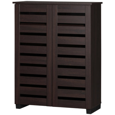 Shoe Storage Cabinet, Shoe Cabinet with 2 Slatted Doors for 15 Pairs of Shoes