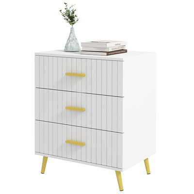4 Drawer Cabinet, Chest of Drawers with Aluminium Legs and Gold Handles
