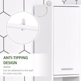 Tall Bathroom Vanities, Narrow Bathroom Cabinets with 2 Doors, Open Compartment and Adjustable Shelves