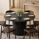 Round Dining Table for 4-6, 47 Inch Kitchen Table with Fluted Pedestal Base