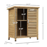 Wooden Garden Storage Shed Kit Wood Garage Tool Organisation Cabinet with 2 Door, 34