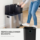 Garbage Bin, 3x5 Gallon (3x20 L) Garbage Can with Removable Inner Buckets