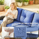 Sofa patio en osier avec coussins, canapé extérieur rotin 3 places pour patio