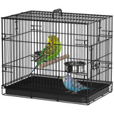 Bird Cage Portable w/ Slide-Out Tray Travel Cage for Parakeets w/ Perch & Food Bowls