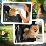 Poussette chien repliable 3 roues avec panier de rangement, auvent ajustable, porte-gobelet pour petits chiens