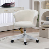 Armless Office Chair, Fluffy Computer Desk Chair with Adjustable Height, Swivel Wheels, Mid Back
