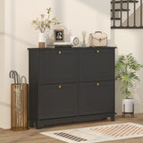 Meuble de Rangement pour Chaussures Moderne, Cabinet Étroit avec 4 Tiroirs à Bascule, Tablettes Ajustables, 5 Pieds pour Entrée