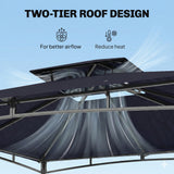10' x 10' Gazebo, Soft Top Outdoor Gazebo with 2-Tier Roof, Metal Frame