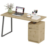 53 Inch Computer Desk, Writing Table with Cabinet, Drawer, Adjustable Shelf for Home Office Study