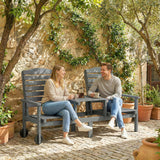 Banc extérieur avec roulettes et dossier haut ajustable 3 positions, causeuse extérieure 2 places avec trou parapluie