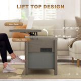 Lift Top Coffee Table, Center Table with 3 Hidden Compartments, 2 Fabric Drawers