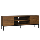 Meuble TV pour téléviseur jusqu'à 50 pouces, Meuble TV avec porte, rangement ouvert et tiroirs, Table TV avec pieds en acier