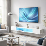 TV Stand with RGB LED Lights, Entertainment Center with Open Shelves for 75 Inch TV