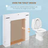 Over the Toilet Storage Cabinet, Freestanding Bathroom Organizers Cabinet with Flip Up Door and Adjustable Shelves for Laundry Room