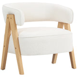 Sherpa Fleece Accent Chair, Upholstered Armchair with Solid Wood Legs and Steel Frame for Living Room