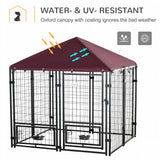 Outdoor Dog Kennel, Lockable Pet Playpen Crate, Welded Wire Steel Fence