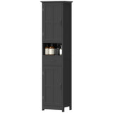 Modern Bathroom Cabinet, Narrow Bathroom Vanities with Open Shelf Drawer Recessed Doors and Adjustable Shelves