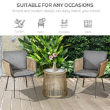 3 Pieces Wicker Patio Furniture Set, Rattan Bistro Set with Coffee Table and Cushions