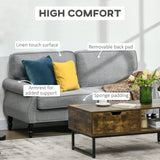Stylish Midback Double Sofa with Sponge Padding, 2 Seater Sofa Couch, with Rubber Wood Leg