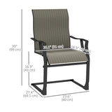 C Spring Motion Patio Chairs Set of 2 with Curved High Backrest, All Weather Breathable Fabric, Metal Frame