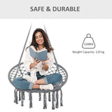 Patio Hammock Chair, Hanging Rope Hammock Swing for Indoor & Outdoor Use with Backrest