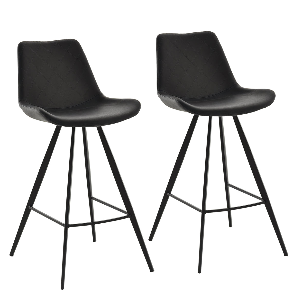 Ensemble de 2 tabourets de bar en microfibre, chaise de bar avec pieds en métal siège à coussin rembourré pour salle à manger