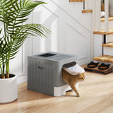 Cat Litter Box with Lid, Slide-Out Drawer