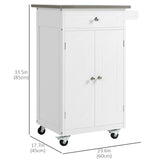 Kitchen Cart, Small Kitchen Island, Stainless Steel Top Utility Trolley on Wheels with Storage Drawer for Dining Room