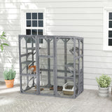 Outdoor Cat Enclosure with 6 Jumping Platforms, Large Front Door for 1-3 Cats, 59