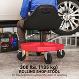Rolling Garage Stool, 300 LBS Capacity Mechanic Stool with 5