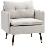 Fauteuil d'appoint, fauteuil rembourré avec dossier capitonné et pieds en acier pour salon