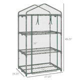 3 Tier Mini Greenhouse, Portable Outdoor Flower Stand with Shelf Clips, Indoor Greenhouse with Plastic Cover and Steel Frame, 27