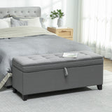 Banc de rangement ottoman, Coffre de rangement en lin 47 pouces pour salon
