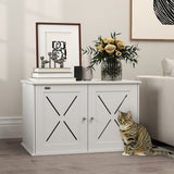 Enclos pour bac à litière de chat avec portes doubles, maison pour animaux table d'appoint côté, 31,5