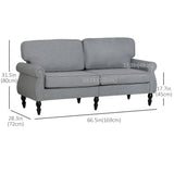 Stylish Midback Double Sofa with Sponge Padding, 2 Seater Sofa Couch, with Rubber Wood Leg