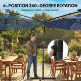 10 ft Offset Patio Umbrella with Solar Light, Garden Hanging Parasol with 360° Rotation, Tilt