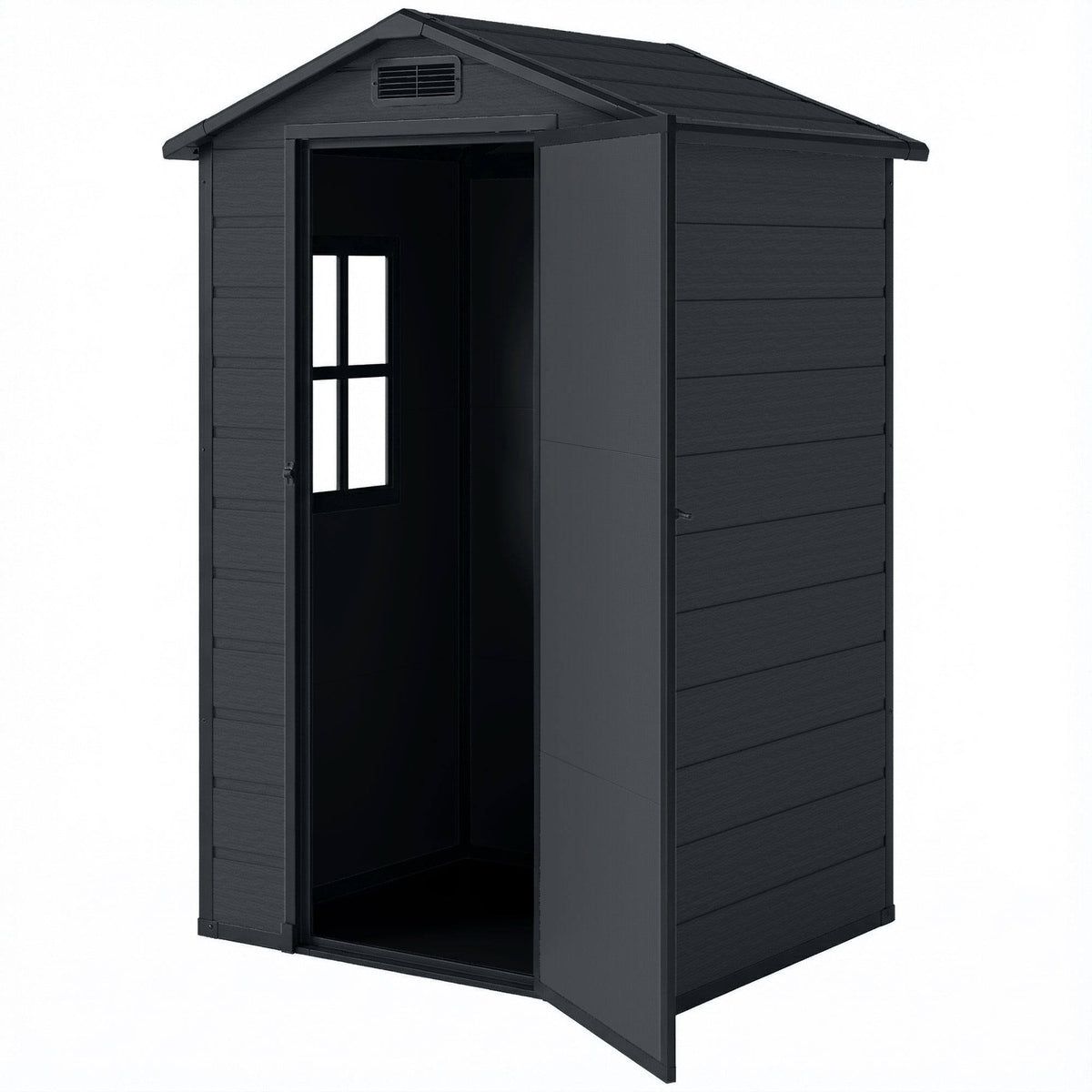 4' x 3' Plastic Garden Shed with Floor, Outdoor Small Shed with Lockable Door