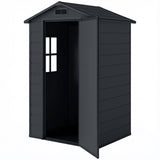 4' x 3' Plastic Garden Shed with Floor, Outdoor Small Shed with Lockable Door