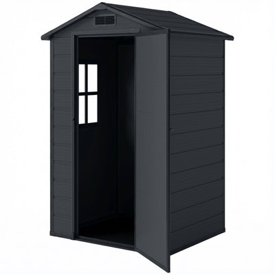 4' x 3' Plastic Garden Shed with Floor, Outdoor Small Shed with Lockable Door