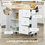 Kitchen Island on Wheels, Kitchen Cart with Drop Leaf, Drawers