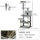 Grand arbre à chats pour chats d'intérieur, tour à chats multi-niveaux 56