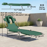 Folding Lounge Chair Outdoor, 5-Position Adjustable Portable Sun Lounger Bed for Pool